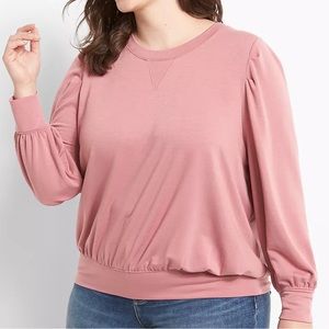 Pleated-Sleeve Sweatshirt, Lane Bryant